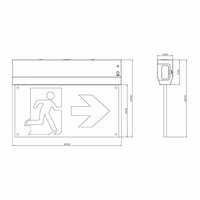 LED Nooduitgangsbord Opbouw Wit met Auto-Test en Pictogram afmeting