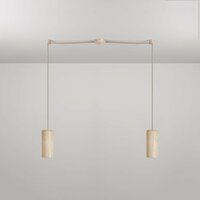 Hanglamp met 2 pendels en houten lampenkappen