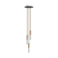 Hanglamp met 3 pendels en lichtbronnen koper &ndash; Made in Italy