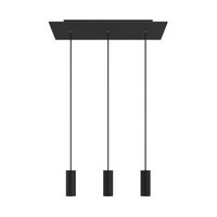 Hanglamp met 3 pendels en metalen kap Mat Zwart Dibond