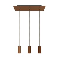 Hanglamp met 3 pendels en metalen kap Satijnkoper-Dibond