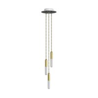 Hanglamp met 3 pendels en lichtbronnen messing met lamp &ndash; Made in Italy