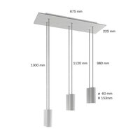 Hanglamp met 6 pendels en metalen kap met lamp Satijnkoper-Dibond