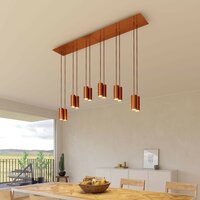 Hanglamp met 6 pendels en metalen kap met lamp Satijnkoper-Dibond
