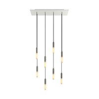 Hanglamp met 8 pendels en metalen afwerking met lamp Dibond Bianco Opaco 