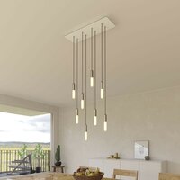 Hanglamp met 8 pendels en metalen afwerking met lamp Dibond Bianco Opaco 
