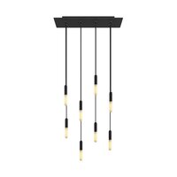 Hanglamp met 8 pendels en metalen afwerking Mat zwart Dibond