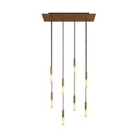 Hanglamp met 8 pendels en metalen afwerking met lamp Satijnkoper Dibond