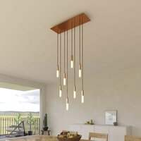 Hanglamp met 8 pendels en metalen afwerking met lamp Satijnkoper Dibond