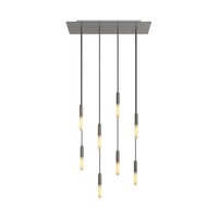 Hanglamp met 8 pendels en metalen afwerking met lamp Satijnstaal Dibond