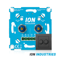 ION INDUSTRIES | Duo LED Dimmer | Mat Antraciet | 2x 0,3&ndash;200W | Incl. Afdekplaat | Fase-afsnijding (RC)