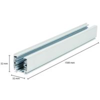 3-fase railstuk 1 meter Wit | Aluminium | Opbouw