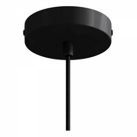E14 hanglamp met textielsnoer en metalen details met lamp zwart