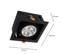 AR111 Inbouwarmatuur | 1x GU10 Fitting | Zwart