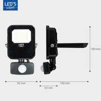 LED floodlight met sensor 10W 4000K 1400lm IP65 Zwart