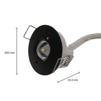 Noodverlichting inbouwspot zwart 3W