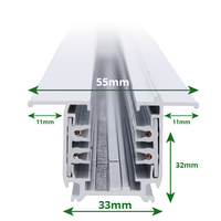 Inbouw 3-fase verlichtingsrail 300cm wit