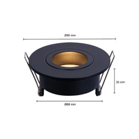 GU10 inbouwarmatuur | Zaagmaat &Oslash;68 mm | Zwart | Waterdicht (IP65) | Kantelbaar