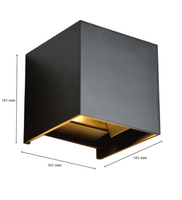 LED wandlamp Cube | 2&times;3W | Zwart | 2700K | Dimbaar | IP65
