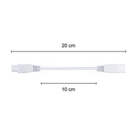 T5 connecting cable | 20 cm | White rubber, male/female connector