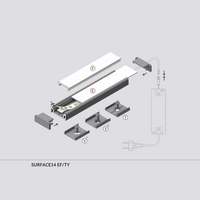 Ledstrip opbouwprofiel vlak tot 14mm | 2M | Zwart