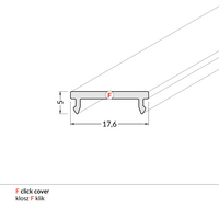 Klikbare cover tbv opbouwprofiel vlak tot 14mm | 2M | Wit