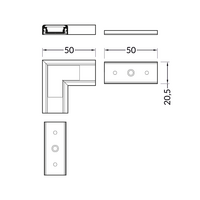 Hoekstuk tbv opbouwprofiel vlak tot 14mm | Wit