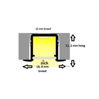 Ledstrip inbouwprofiel tot 10mm | 2M | Zilver