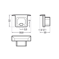 Eindkap met kabelopening tbv inbouwprofiel tot 10mm | Zwart | 20 stuks