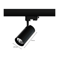 3-fase railspot 10W | 3000K | Zwart