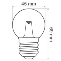 E27 LED Lampe | 2W | 2650K | Mit Linse | &Oslash;45 | Geeignet f&uuml;r Festoonkabel
