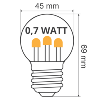 E27 LED Lampe | 0,7W | 2000K | LED auf langen St&auml;bchen | Geeignet f&uuml;r Festoonkabel