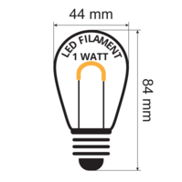 E27 Filamentlampe | 1W | 2650K | U-Bogen-Filament | Geeignet f&uuml;r Festoonkabel