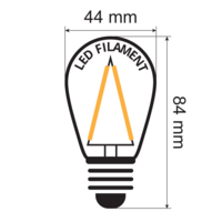 E27 dimmbare Filamentlampe | 3W | 2650K | Dreiecksfilament | Geeignet f&uuml;r Festoonkabel