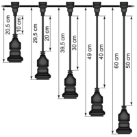 Hangende fitting | Zelfmontage | 60 cm | Zwart | Excl lamp