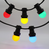 E27 farbige LED Lampe | 5 Farben | Rot/Gelb/Gr&uuml;n/Orange/Blau | &Oslash;45 | Geeignet f&uuml;r Festoonkabel