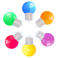 E27 farbige LED Lampe | 6 Farben | Rot/Gelb/Gr&uuml;n/Orange/Blau/Rosa | &Oslash;45 | Geeignet f&uuml;r Festoonkabel