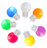 E27 farbige LED Lampe | 7 Farben | Rot/Gelb/Gr&uuml;n/Orange/Blau/Rosa/Wei&szlig; | &Oslash;45 | Geeignet f&uuml;r Festoonkabel