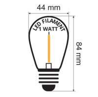 E27 farbige Lampe | 1W | Rot | Gerades Filament | Geeignet f&uuml;r Festoonkabel