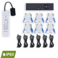 Inbouwspot set | Set van 6 | Wit | Met afstandsbediening