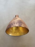 Hanglamp acaciahout &Oslash;25 cm | kelk vorm | exclusief fitting bladgoud binnenzijde