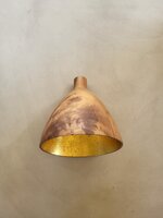 Hanglamp acaciahout &Oslash;25 cm | kelk vorm | exclusief fitting bladgoud binnenzijde