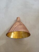 Hanglamp acaciahout medium &Oslash;25 cm | kelk vorm | bladgoud binnenzijde exclusief fitting