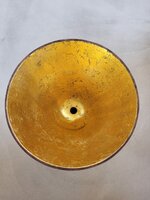 Hanglamp acaciahout large &Oslash;25 cm | kelk vorm | bladgoud binnenzijde exclusief fitting