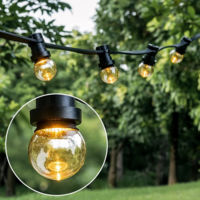 Lichterkette Set 10 Meter | 10 Fassungen mit 10 E27 LED Lampen | 2000K warmwei&szlig; IP44 schwarz
