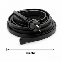 Festoon cable 3 metre black | Without lamp holders | Plug and end cap IP44