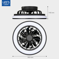 Ceiling light with fan black 38cm | Dimmable LED | With remote control