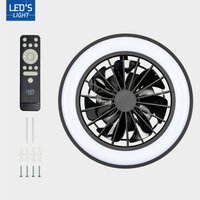 Ceiling light with fan black 38cm | Dimmable LED | With remote control