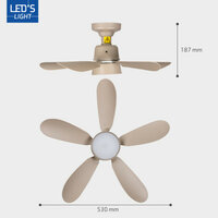Ceiling light with fan taupe 53cm | Dimmable LED | With remote control