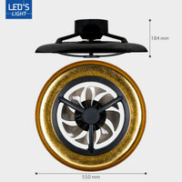 Ceiling light with fan black gold 55cm | Dimmable LED | With remote control